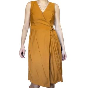 Rust Orange V neck Dress